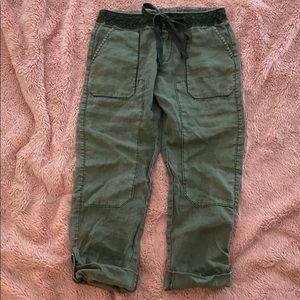 Anthropologie Green Linen Hei Hei Capri Pants 27